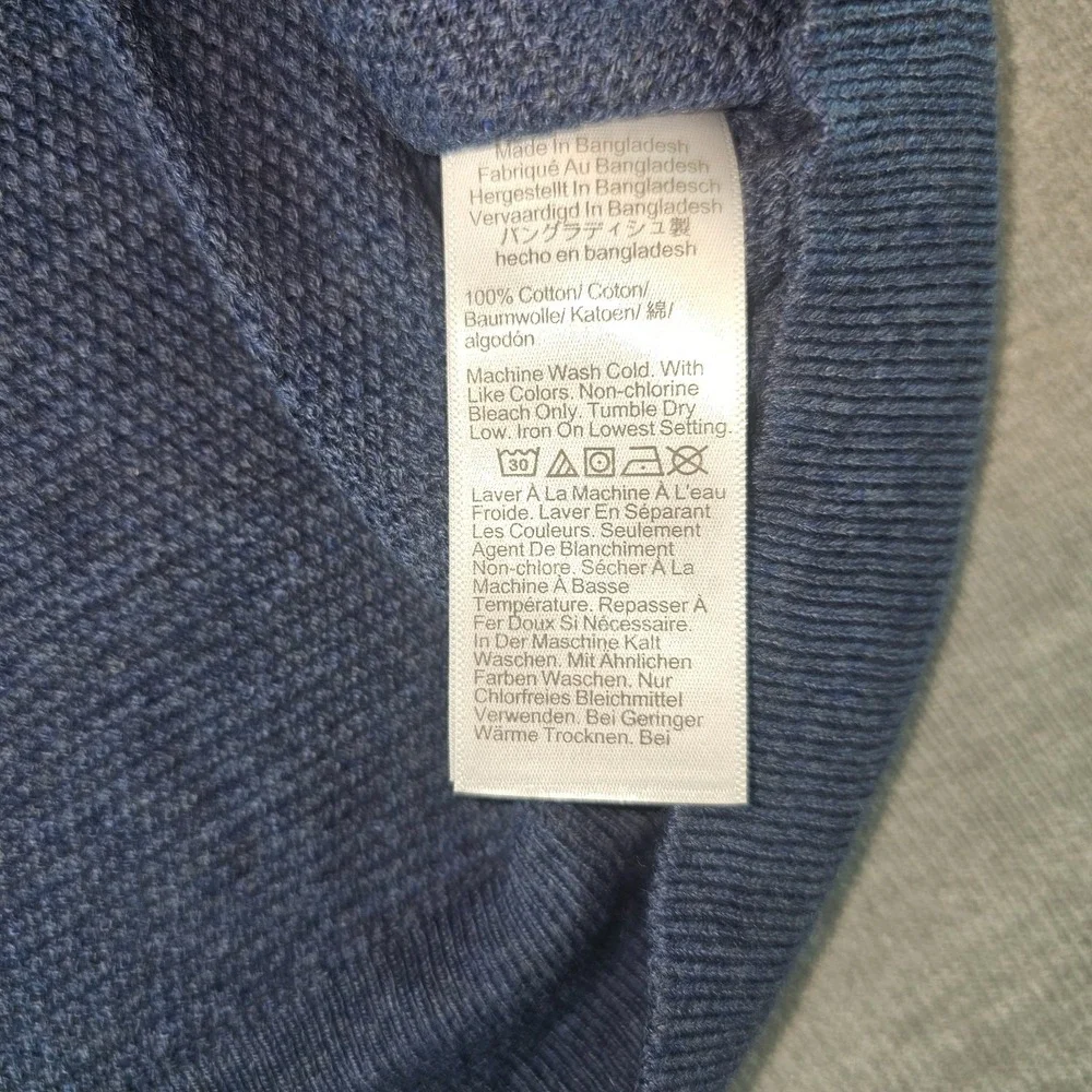 J.Crew Crewneck Sweater Men's Large Blue 100% Cotton Textured Raglan L CD617